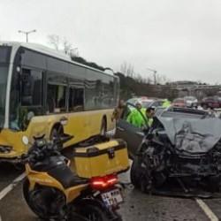 Sancaktepe'de İETT otob&uuml;s&uuml; kazaya karıştı: 1 &ouml;l&uuml;, 4 yaralı!