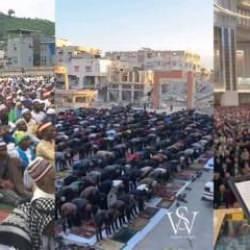 Bayram namazı 3 kez kılındı