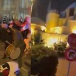 Teravih namazı kılınırken Şehzadebaşı Camii’nin önünde davul zurna ile halay çektiler