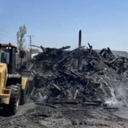 Amasya'da kereste deposunda yangın