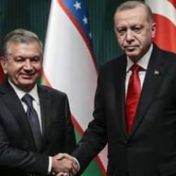 Cumhurbaşkanı Erdoğan, &Ouml;zbekistanlı mevkidaşı ile g&ouml;r&uuml;şt&uuml;