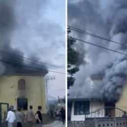 Cami, akşam namazı öncesi alev alev yandı