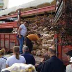 Tarlasında yetiştirdiği 20 ton patatesi vatandaşa dağıttı