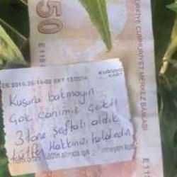 Şeftali ağacında duygulandıran not: 'İnsanlık ölmemiş' dedirtti!