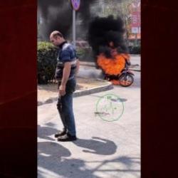 İzmir’de trafik cezası siniri motosikleti ateşe verdi