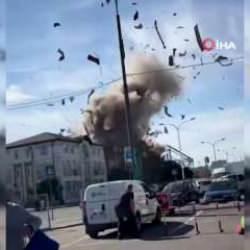 Rusya'nın Ukrayna'daki üniversite binasını hedef aldığı İHA saldırısı kameralara yansıdı