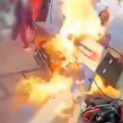 Akaryakıt istasyonu cehenneme döndü! Korku dolu anlar...