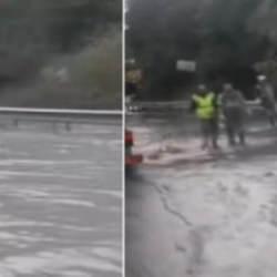 Kemerburgaz yolu göle döndü, araçlar güçlükle ilerledi