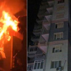 Antalya'da korku dolu anlar! 15 katlı binadaki daire k&uuml;le d&ouml;nd&uuml;