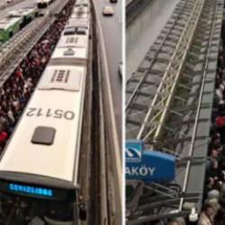 İstanbul'da kaos! Metrob&uuml;sler durdu