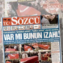 S&ouml;zc&uuml; şehit cenazelerini b&ouml;ld&uuml;! Varaklı fitne... Baştan sona dezenformasyon manşeti