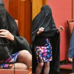 Provokatif eylem! Kara çarşafla Meclis'e geldi