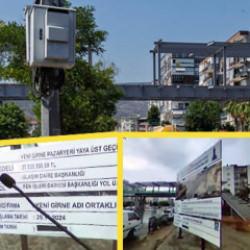 İzmir B&uuml;y&uuml;kşehir'in &ccedil;ılgın projesi '&uuml;st ge&ccedil;it' 1 yıldır bitirilemedi! Siyah bant &ccedil;ektiler