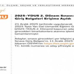 2025 YDUS 2.Dönem Sınava Giriş Belgesi Öğrenme Sayfası! ÖSYM duyurdu
