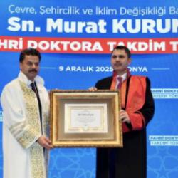 Bakan Murat Kurum'a Selçuk Üniversitesi'nden fahri doktora verildi! 'Gururla taşıyacağım'