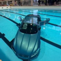 S&uuml;r&uuml;c&uuml; fren yerine gaza basınca y&uuml;zme havuzuna daldı