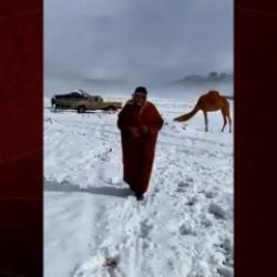 Beyaz rahmet Arabistan'a yağdı! İşte b&ouml;lge halkını şaşırtan kar yağışı