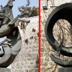 Papa'nın hediye ettiği heykel &ccedil;alındı