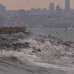 İstanbul'da lodos alarmı: Vapur seferleri iptal edildi, sahilleri dalgalar d&ouml;vd&uuml;