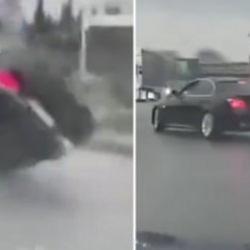 Kocaeli'de drift merakı kazayla bitti: L&uuml;ks ara&ccedil; takla attı