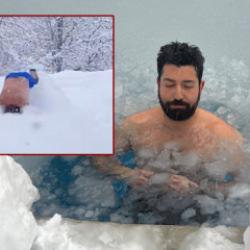 Soğuğa meydan okudular! Eksi 10 derecede biri kara daldı, diğeri buzlu havuza...