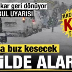 68 ilde alarma ge&ccedil;ildi! Hava buz kesecek! Yoğun kar geri d&ouml;n&uuml;yor! İstanbul uyarısı
