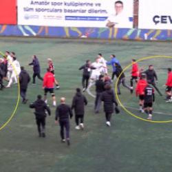 Amat&ouml;r ligde yumruk yumruğa kavga