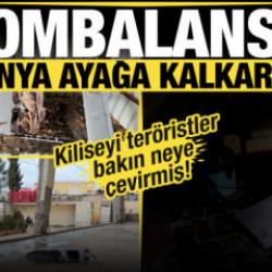 Suriye'de ter&ouml;r &ouml;rg&uuml;t&uuml; YPG'nin dron at&ouml;lyesine &ccedil;evirdiği kilise g&ouml;r&uuml;nt&uuml;lendi