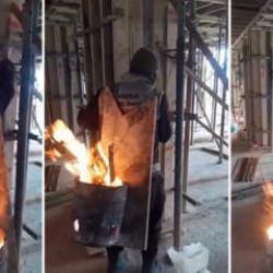 Giresunlu ustadan dondurucu soğuğa 'Karadeniz usul&uuml;' &ccedil;&ouml;z&uuml;m