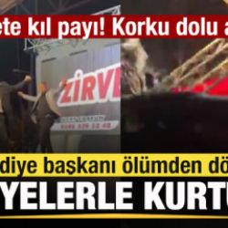 Sahne &ccedil;&ouml;kt&uuml;! Belediye başkanı saniyelerle kurtuldu