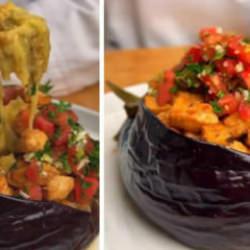 Teriyaki soslu tavuklu patlıcan kumpir tarifi