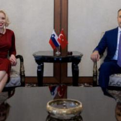 Hakan Fidan Slovenya Meclis Başkanı ile g&ouml;r&uuml;şt&uuml;