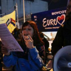 İsrail'in Eurovision katılımı Atina'da protesto edildi
