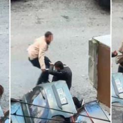 Eşini sevgilisiyle g&ouml;r&uuml;nce &ccedil;ılgına d&ouml;nd&uuml;: Sokak ortasında bı&ccedil;aklı saldırı kamerada