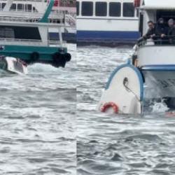 Karak&ouml;y'de vapur tekneye &ccedil;arptı: Bir kişi denize d&uuml;şt&uuml;