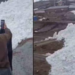 Korku dolu anlar! &Ccedil;ığ evleri teğet ge&ccedil;ti: K&ouml;yl&uuml;ler o anları kaydetti