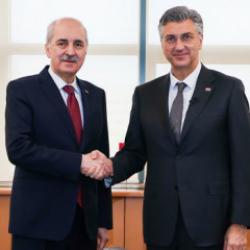 TBMM Başkanı Kurtulmuş, Hırvatistan Başbakanı Plenkovic ile g&ouml;r&uuml;şt&uuml;