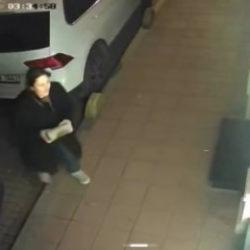 Fatih'te kaldırım taşıyla iş yerinin camlarını kıran kadın kamerada