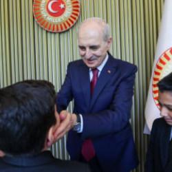 TBMM Başkanı Kurtulmuş, Milli Eğitim Bakanı Tekin ve &ccedil;ocukları kabul etti