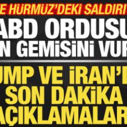 Trump son dakika duyurdu! ABD ordusu İran gemisini vurdu! İşte H&uuml;rm&uuml;z'deki saldırı anı