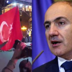 Erivan'da T&uuml;rk bayrağı yakıldı! Paşinyan'dan kınama