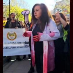 Başıboş k&ouml;pekler i&ccedil;in toplanılan eylemde bir kadının tuhaf hareketleri g&uuml;ndem oldu!