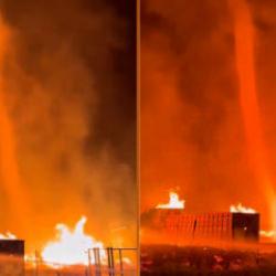 İspanya&rsquo;da yangın sırasında nadir g&ouml;r&uuml;len &ldquo;alev hortumu&rdquo; oluştu