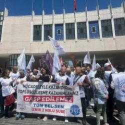 İzmir'de belediye memurları iş bıraktı: CHP il binasına y&uuml;r&uuml;d&uuml;ler! 'D&uuml;ped&uuml;z hak gaspı'