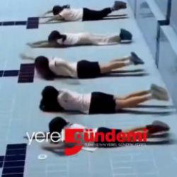 Sporcular boş havuzda kula&ccedil; attı, g&ouml;r&uuml;nt&uuml;ler tepki &ccedil;ekti