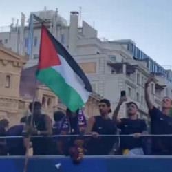 Barcelona'nın şampiyonluk kutlamalarına Yamal damgası! Filistin bayrağı a&ccedil;tı