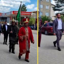 Karab&uuml;k'te damat kız evine mehter takımıyla y&uuml;r&uuml;d&uuml;
