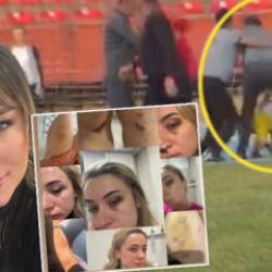 Şiddet g&ouml;ren &ouml;ğretmenin ağabeyinden eski eşe stadyumda meydan dayağı
