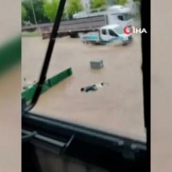 Sel sularına kapılan yaşlı adamı son anda kurtardılar