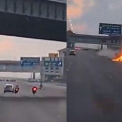 İskenderiye'de feci kaza: &Ccedil;arpışan motosikletler alev topuna d&ouml;nd&uuml;